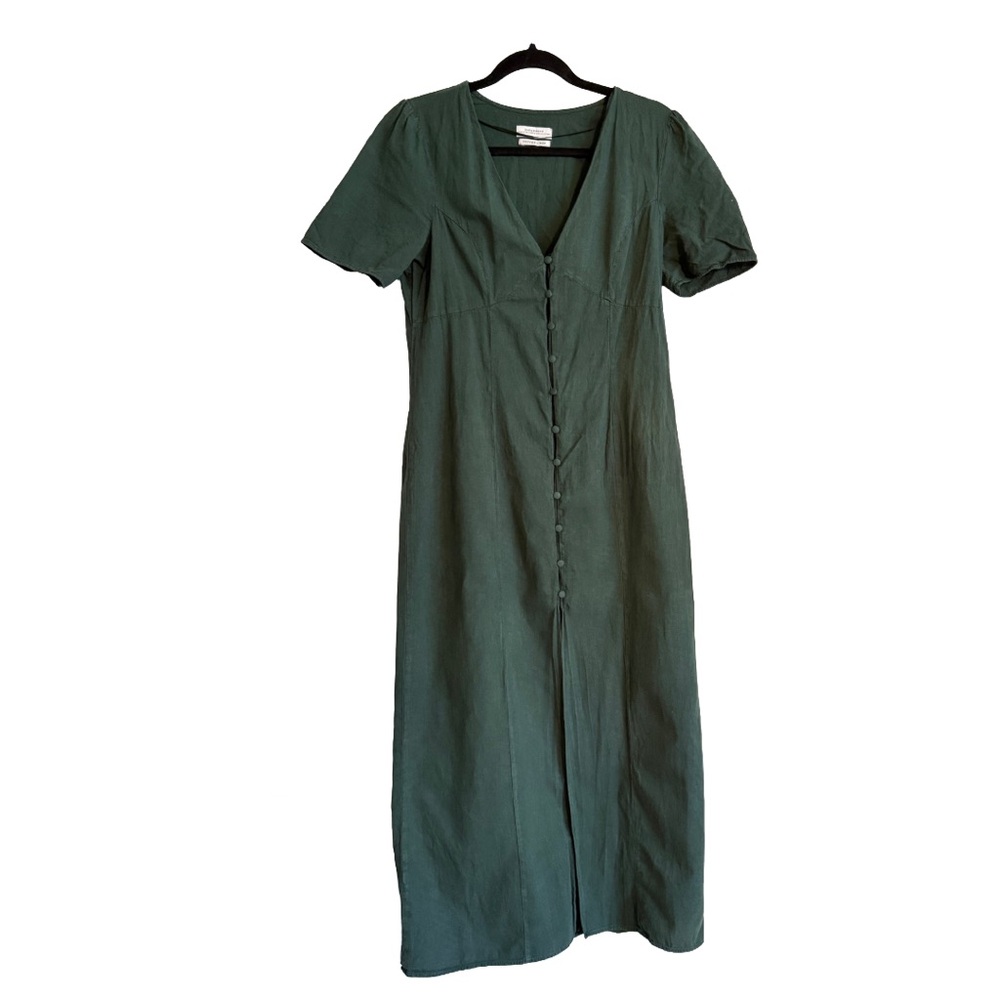 Zara Dark Green Button-Front Maxi Dress